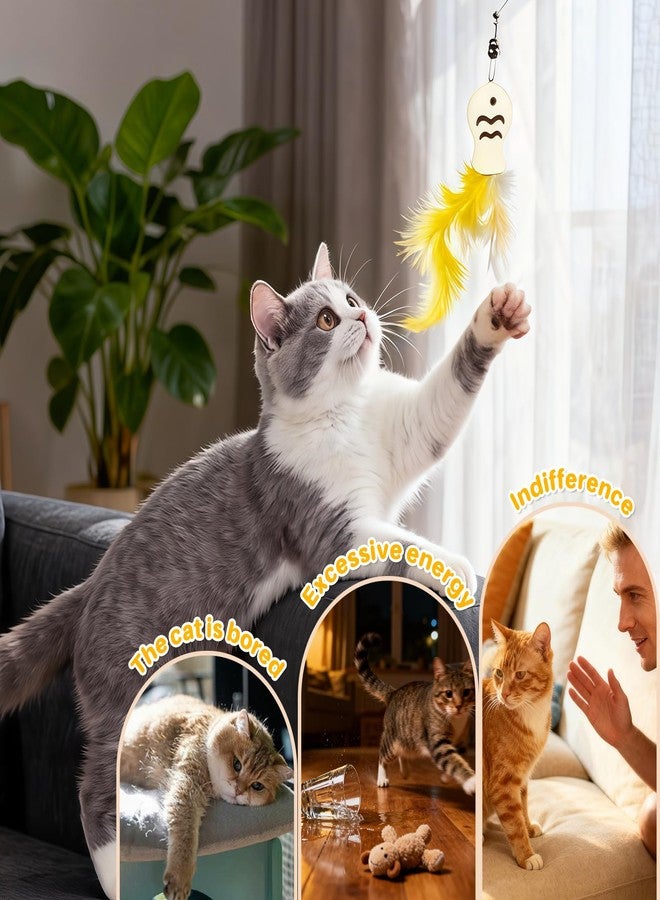 Walfront Cat Toy Wand, Long Self-Play Teaser with Yellow Duck, Catnip Ball, Bell Attachment and 360° Rotating Suction Base for Indoor Cats & Kittens, Handheld or Floor Play for Fun and Active Pets - Image 3